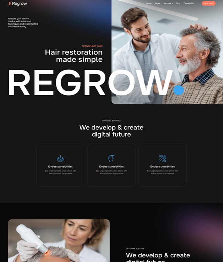 Bannière promotionnelle greffe de cheveux ReGrow