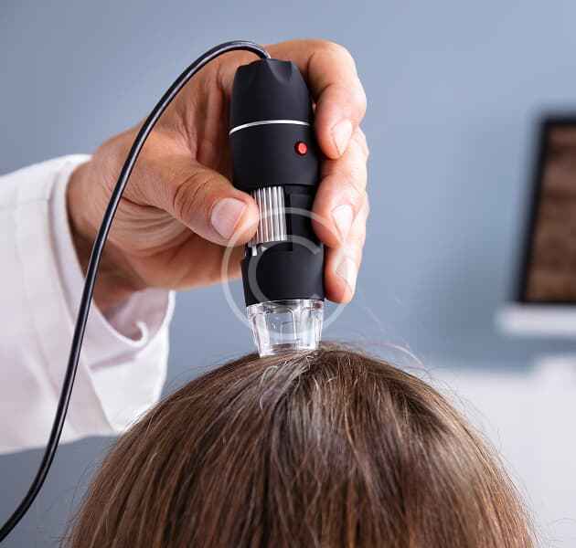 Examen du cuir chevelu avec appareil