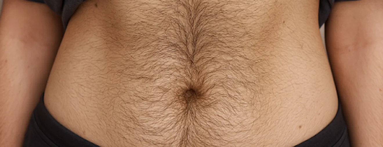Pilosité abdominale visible avant épilation laser | NY Center