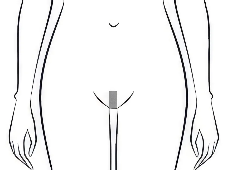 Schéma épilation maillot style ticket de métro femme