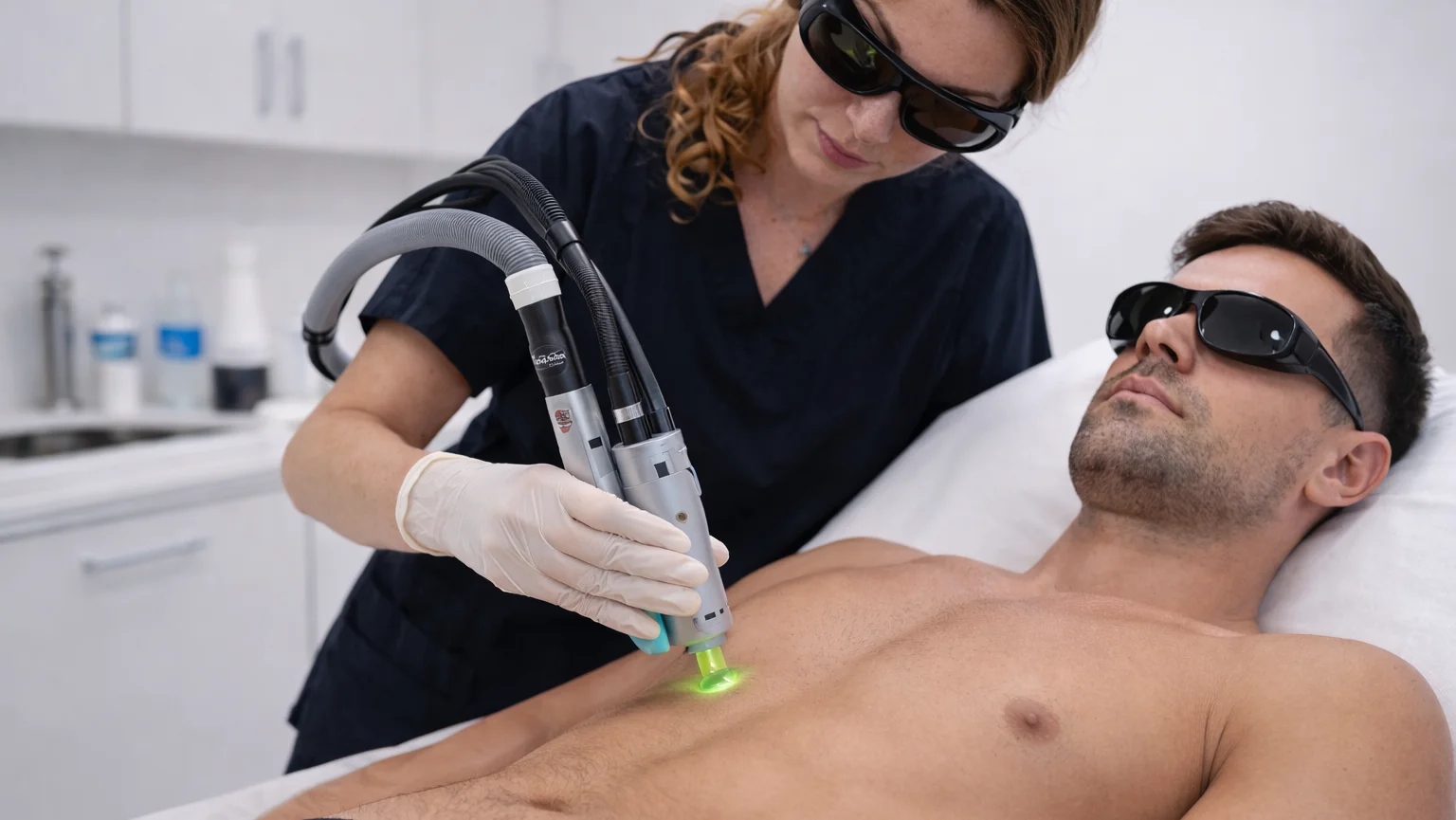 Traitement d’épilation laser sur le torse d’un patient | NY Center